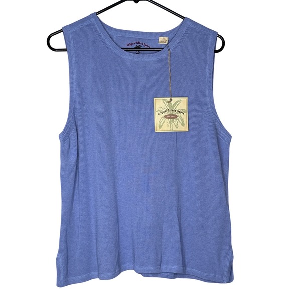 Original Island Sport‎ NWT Silk Blend Ribbed Knit Tank Top XL Purple Y2K Summer - Picture 1 of 6